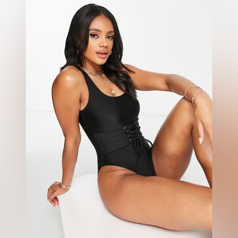 Missguided corset waist scoop swimsuit